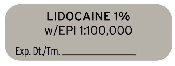 Medical Use Labels - Anesthesia Label, Lidocaine 1% W EPI, 1-1/2" x 1/2"