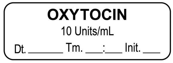 Medical Use Labels - Anesthesia Label, Oxytocin 10 Units/mL Date Time Initial, 1-1/2" x 1/2"