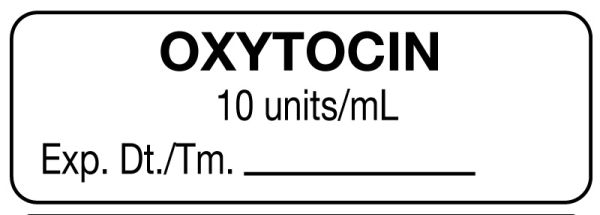 Medical Use Labels - Anesthesia Label, Oxytocin 10 units/mL, 1-1/2" x 1/2"