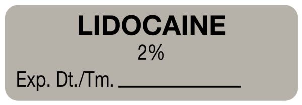 Medical Use Labels - Anesthesia Label, Lidocaine 2%, 1-1/2" x 1/2"