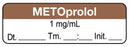 Medical Use Labels - Anesthesia Label, Metoprolol 1mg/mL Date Time Initial, 1-1/2" x 1/2"