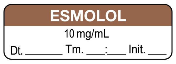 Medical Use Labels - Anesthesia Label, Esmolol 10 mg/mL, Date Time Initial, 1-1/2" x 1/2"