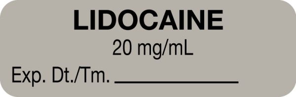 Medical Use Labels - Anesthesia Label, Lidocaine 20 mg/mL, 1-1/2" x 1/2"