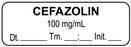 Medical Use Labels - Anesthesia Label, Cefazolin 100 mg/mL Date Time Initial, 1-1/2" x 1/2"