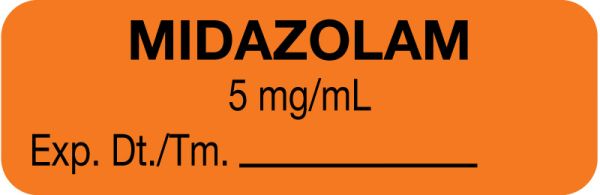 Medical Use Labels - Anesthesia Label, Midazolam 5 mg/mL, 1-1/2" x 1/2"