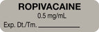 Medical Use Labels - Anesthesia Label, Ropivacaine 0.5 mg/mL, 1-1/2" x 1/2"