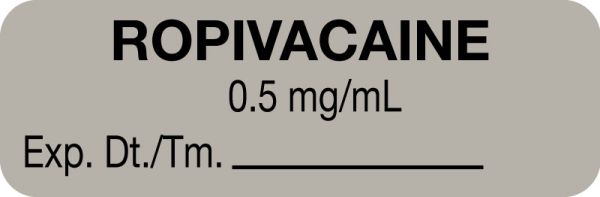 Medical Use Labels - Anesthesia Label, Ropivacaine 0.5 mg/mL, 1-1/2" x 1/2"