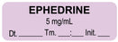 Medical Use Labels - Anesthesia Label, Ephedrine 5mg/mL Date Time Initial, 1-1/2" x 1/2"