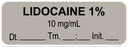 Medical Use Labels - Anesthesia Label, Lidocaine 1% 10 mg/mL Date Time Initial, 1-1/2" x 1/2"