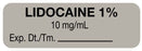 Medical Use Labels - Anesthesia Label, Lidocaine 1% 10 mg/mL, 1-1/2" x 1/2"