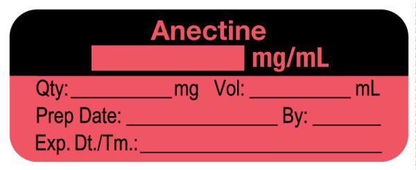 Medical Use Labels - Anesthesia Label, Anectine mg/mL, 2" x 3/4"