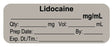 Medical Use Labels - Anesthesia Label, Lidocaine mg/mL, 2" x 3/4"