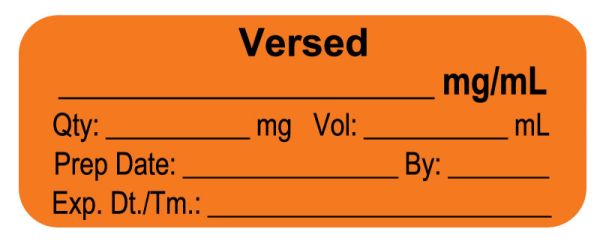 Medical Use Labels - Anesthesia Label, Versed mg/mL, 2" x 3/4"