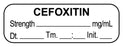 Medical Use Labels - Anesthesia Label, CEFOXITIN mg/mL Date Time Initial, 1-1/2" x 1/2"