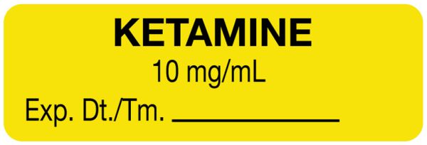 Medical Use Labels - Anesthesia Label, Ketamine 10mg/mL, 1-1/2" x 1/2"