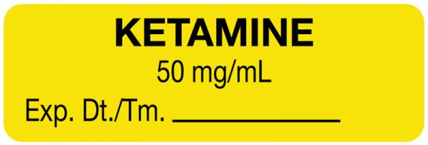 Medical Use Labels - Anesthesia Label, Ketamine 50 mg/mL, 1-1/2" x 1/2"