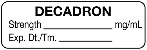 Medical Use Labels - Anesthesia Label, Decadron mg/mL, 1-1/2" x 1/2"