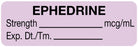 Medical Use Labels - Anesthesia Label, Ephedrine mcg/mL, 1-1/2" x 1/2"