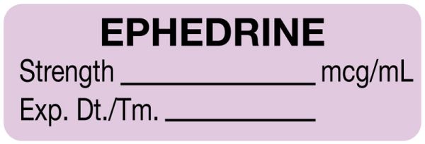 Medical Use Labels - Anesthesia Label, Ephedrine mcg/mL, 1-1/2" x 1/2"