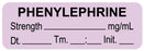 Medical Use Labels - Anesthesia Label, Phenylephrine mg/mL Date Time Initial, 1-1/2" x 1/2"