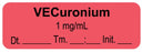 Medical Use Labels - Anesthesia Label, Vecuronium 1mg/mL Date Time Initial, 1-1/2" x 1/2"