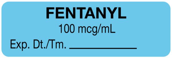 Medical Use Labels - Anesthesia Label, Fentanyl 100 mcg/mL, 1-1/2" x 1/2"