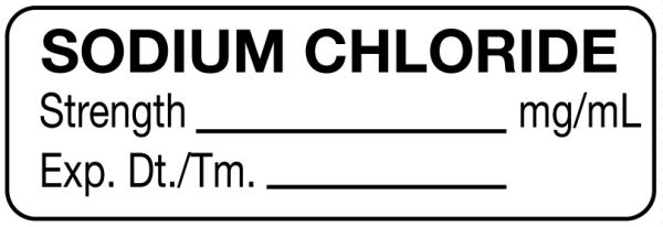 Medical Use Labels - Anesthesia Label, Sodium Chloride mg/mL, 1-1/2" x 1/2"