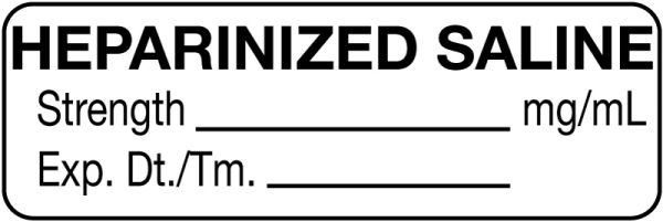 Medical Use Labels - Anesthesia Label, Heparanized Saline mg/mL, 1-1/2" x 1/2"