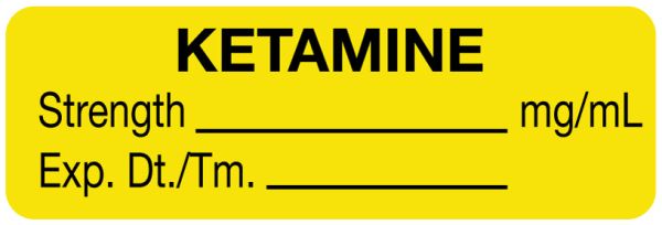 Medical Use Labels - Anesthesia Label, Ketamine mg/mL, 1-1/2" x 1/2"