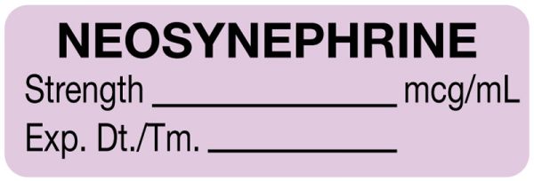 Medical Use Labels - Anesthesia Label, Neosynephrine mcg/mL, 1-1/2" x 1/2"