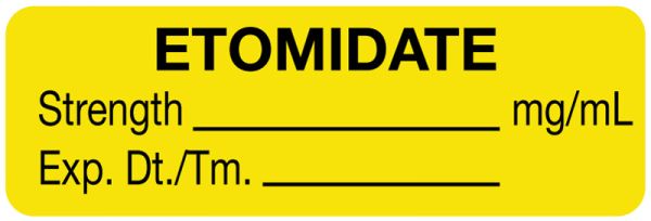 Medical Use Labels - Anesthesia Label, Etomidate mg/mL, 1-1/2" x 1/2"