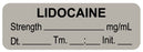 Medical Use Labels - Anesthesia Label, Lidocaine mg/mL Date Time Initial, 1-1/2" x 1/2"