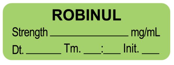 Medical Use Labels - Anesthesia Label, Robinul mg/mL DTI 1-1/2" x 1/2"