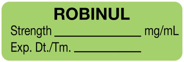 Medical Use Labels - Anesthesia Label, Robinul mg/mL, 1-1/2" x 1/2"