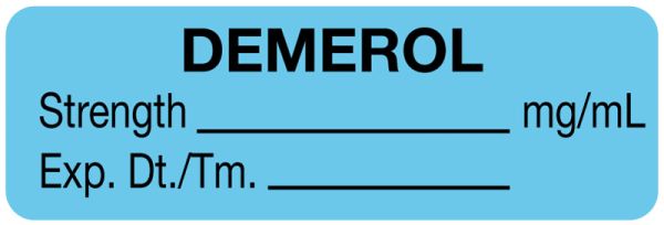 Medical Use Labels - Anesthesia Label, Demerol mg/mL, 1-1/2" x 1/2"