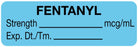 Medical Use Labels - Anesthesia Label, Fentanyl mcg/mL, 1-1/2" x 1/2"