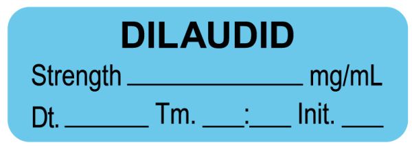 Medical Use Labels - Anesthesia Label, Dilaudid mg/mL Date Time Initial, 1-1/2" x 1/2"