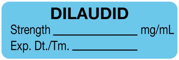 Medical Use Labels - Anesthesia Label, Dilaudid mg/mL, 1-1/2" x 1/2"