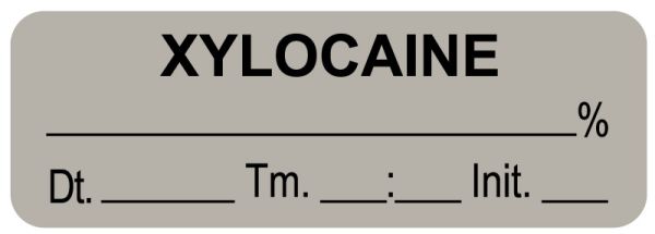 Medical Use Labels - Anesthesia Label, Xylocaine % Date Time Initial, 1-1/2" x 1/2"