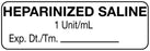 Medical Use Labels - Anesthesia Label, Heparanized Saline 1 Unit/mL , 1-1/2" x 1/2"