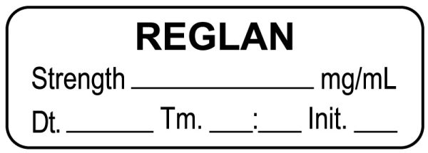 Medical Use Labels - Anesthesia Label, Reglan mg/mL Date Time Initial, 1-1/2" x 1/2"