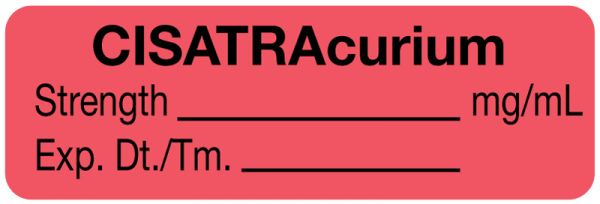 Medical Use Labels - Anesthesia Label, CISATRAcurium mg/mL, 1-1/2" x 1/2"