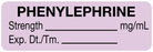 Medical Use Labels - Anesthesia Label, Phenylephrine mg/mL, 1-1/2" x 1/2"