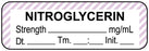 Medical Use Labels - Anesthesia Label, Nitroglycerin mg/mL Date Time Initial, 1-1/2" x 1/2"