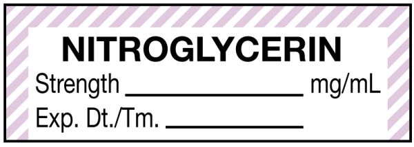 Medical Use Labels - Anesthesia Label, Nitroglycerine mg/mL, 1-1/2" x 1/2"