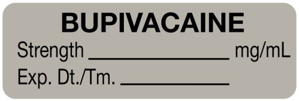 Medical Use Labels - Anesthesia Label, Bupivacaine mg/mL, 1-1/2" x 1/2"