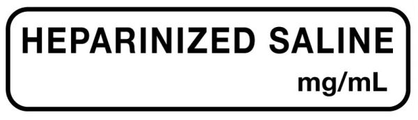 Medical Use Labels - Anesthesia Label, Heparanized Saline mg/mL, 1-1/4" x 5/16"