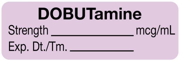 Medical Use Labels - Anesthesia Label, DOBUTamine mcg/mL, 1-1/2" x 1/2"