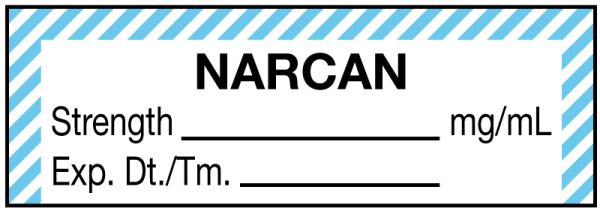 Medical Use Labels - Anesthesia Label, Narcan mg/mL, 1-1/2" x 1/2"