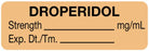 Medical Use Labels - Anesthesia Label, Droperidol mg/mL, 1-1/2" x 1/2"